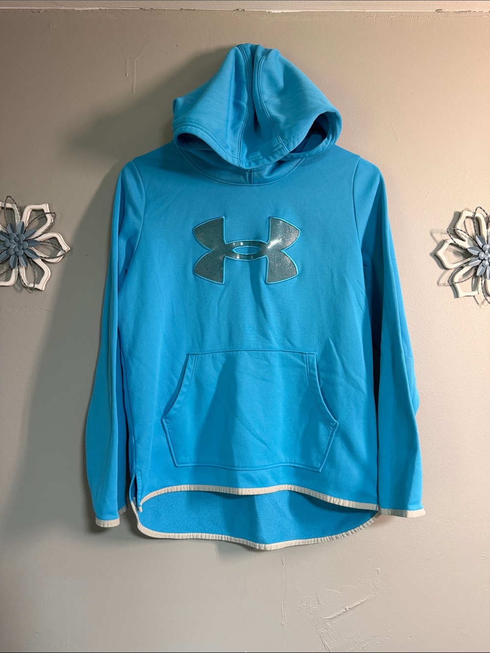 Under Armour Turquoise Hooded Pullover with Metallic Logo